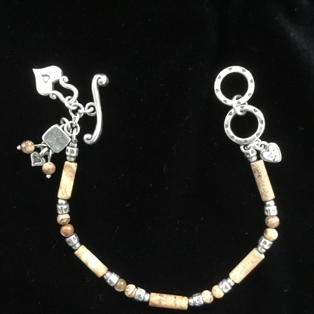 BRIGHTON TAN STONE AND SILVER BRACELET